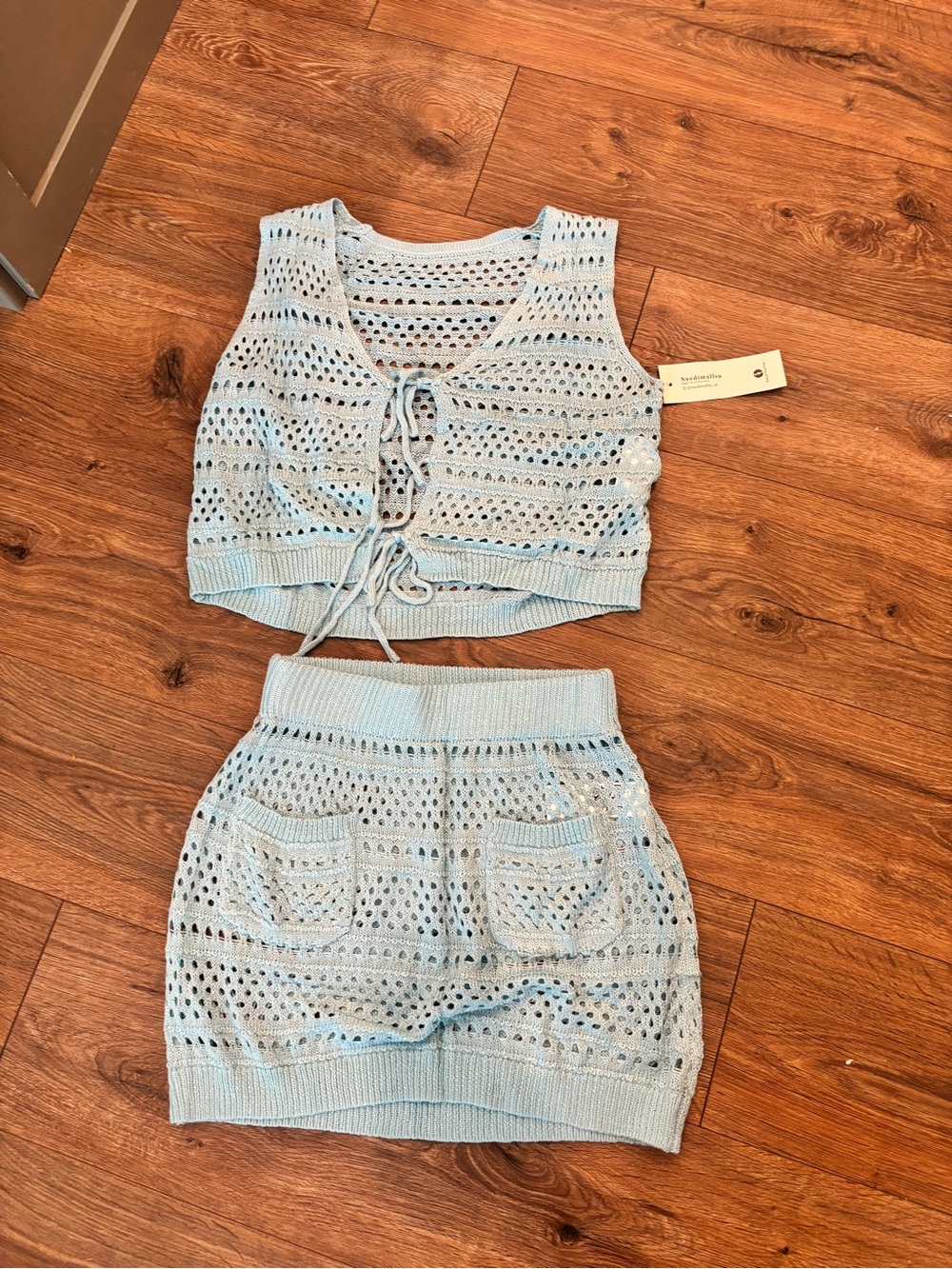 Swimsuit Bathing Tank Top Skirt Cover Up Set Crochet Swim Outfit New